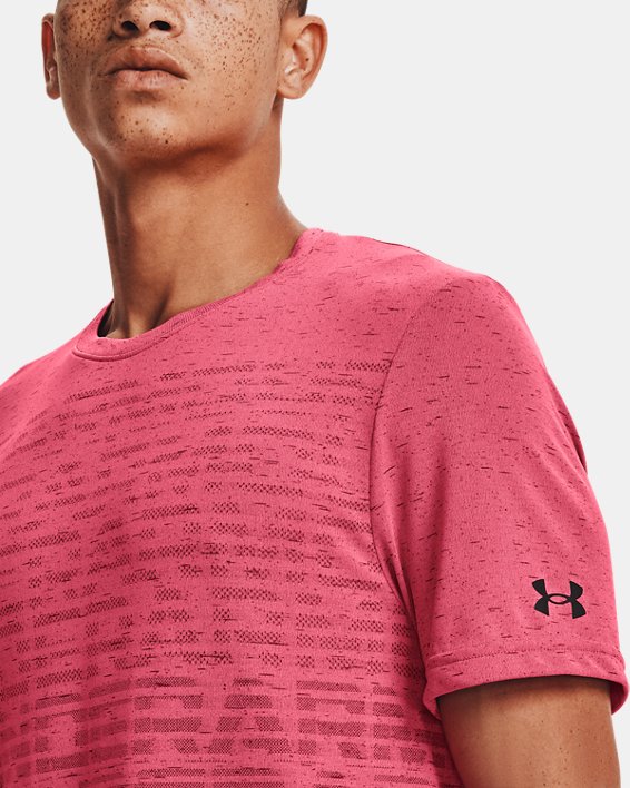 Men's UA Seamless Wordmark Short Sleeve, Pink, pdpMainDesktop image number 3